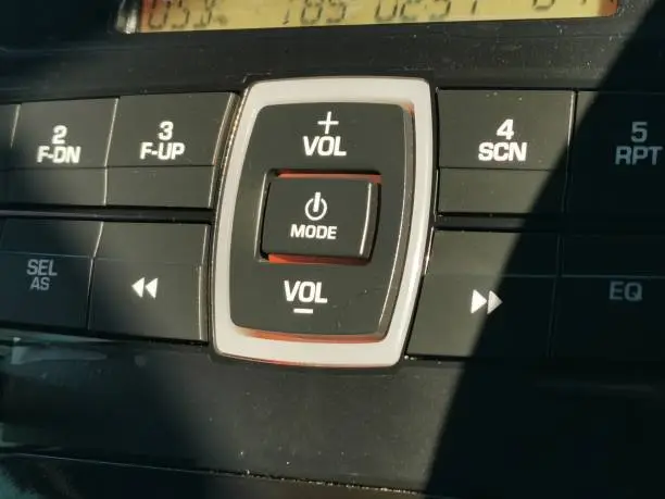 Photo of Close up image buttons of radio in a car.