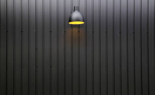 istock Black aluminum wall modern style and lighting texture 1464323841