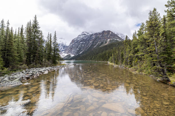 Mount Edith Cavell and Cavell Lake, Canadian Rockies, Jasper,  Alberta, Canada