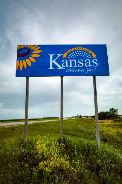 istock Welcome to Kansas sign 5 1464327834