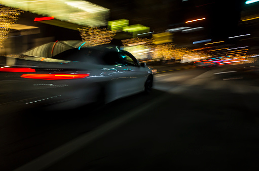 Blurred motion:  Car in the night at Toronto