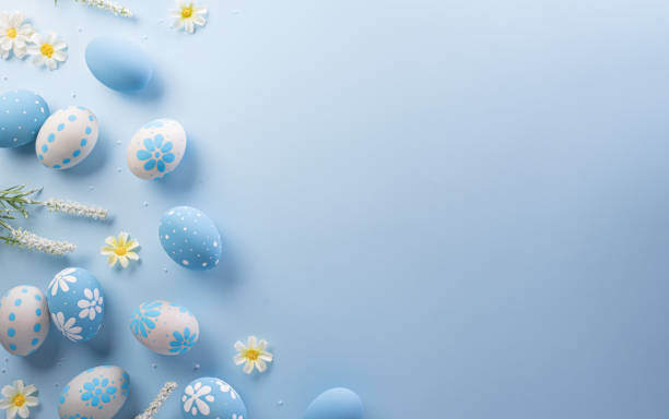 istock Happy easter! Colourful Easter eggs on pastel background. Decoration concept for greetings and presents on Easter Day celebrate time. 1464331687