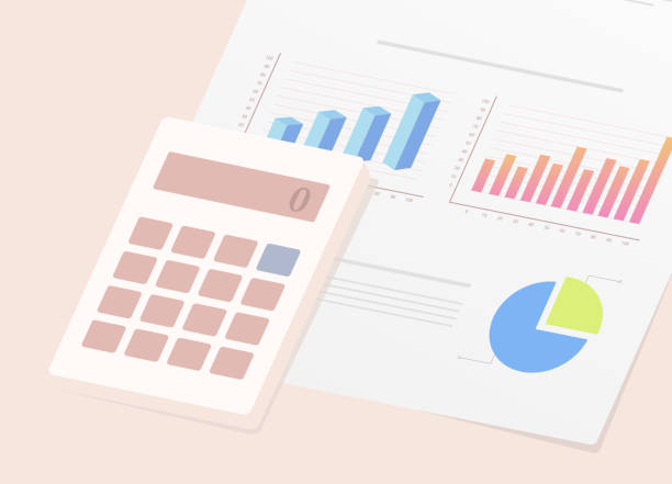 istock Financial Analysis and Planning depicted through an illustration of calculator on document with financial statement complete with graphs and charts. Careful analysis and planning in managing finances 1464338591
