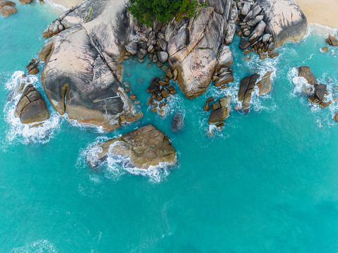 Scenic aerial view of rocks on Ko Samui Island in Thailand