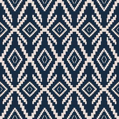 Vector aztec Kilim geometric square diamond shape seamless pattern background. Southwest geometric pattern use for fabric, home decoration elements, upholstery, wrap.