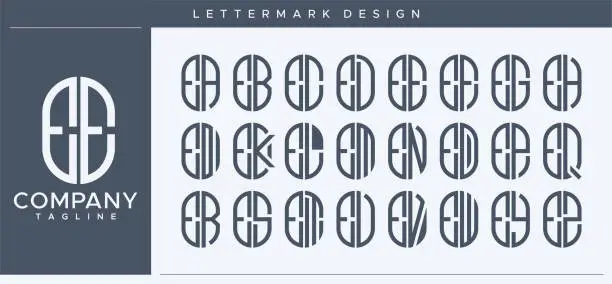 Vector illustration of Abstract tube letter E logo design. Modern line capsule EE E letter logo vector template.