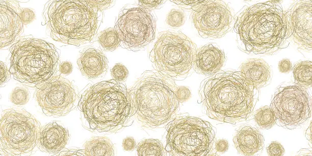 Vector illustration of Tumbleweed, dry weed ball seamless pattern