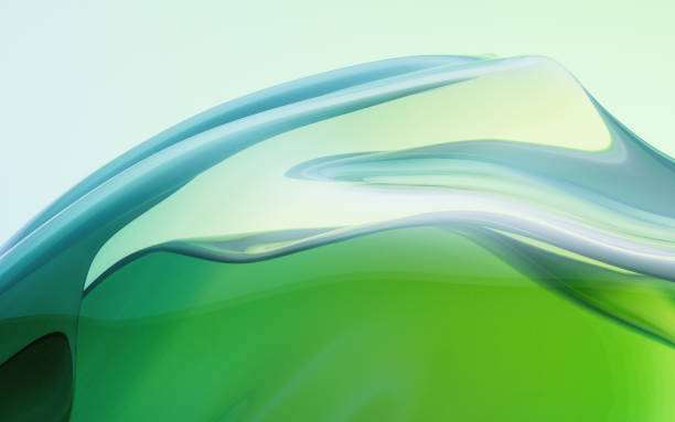 istock Flowing wave transparent glass cloth, 3d rendering. 1464361650