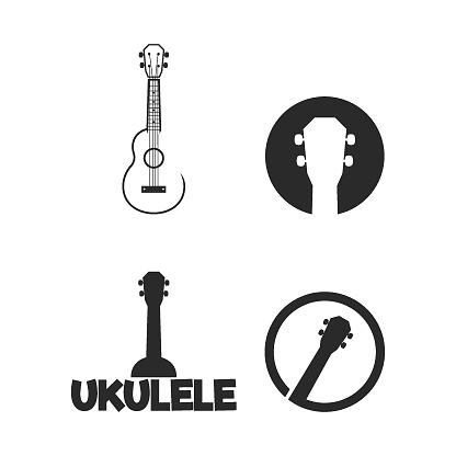 Ukulele illustration vector icon flat design template