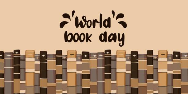istock World Book Day. Different color books with ornament on shelf. Vector illustration. 1464372760