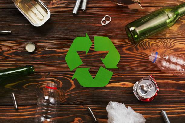istock various reusable trash around recycling symbol 1464379296