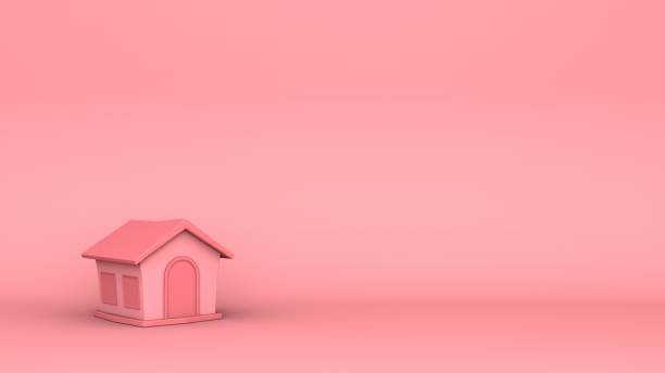 istock simply minimal design house in pink background. 3d rendering 1464379375