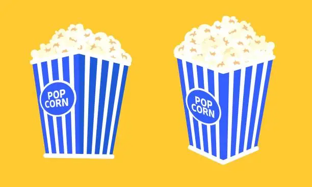 Vector illustration of Set of two box pop corn isolated