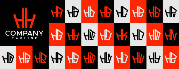 Abstract pentagon letter H logo design vector. Line polygonal HH H letter logo template. Abstract pentagon letter H logo design vector. Line polygonal HH H letter logo template. hm logo stock illustrations