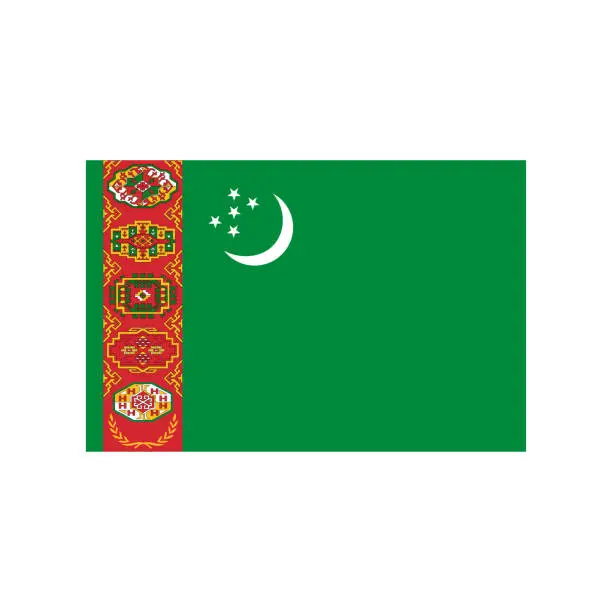 Vector illustration of Turkmenistan flag. State flag. Flat style.