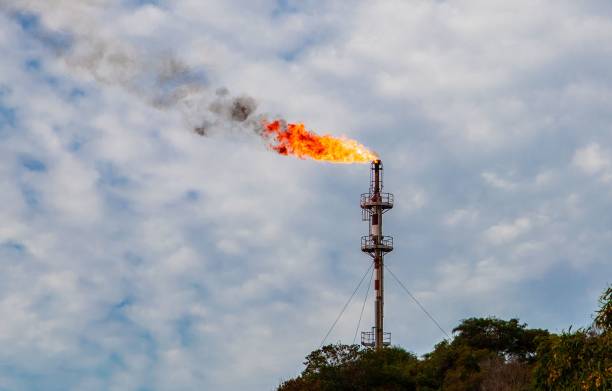 istock Noxes burning with a flame from an industrial chimney 1464394286