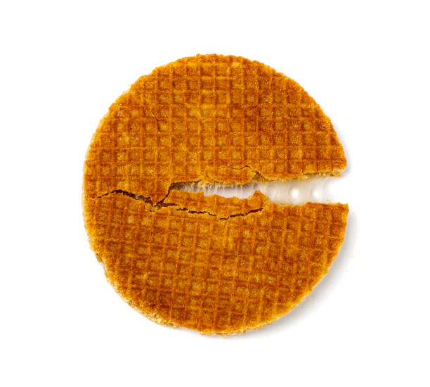Dutch Waffles, Broken Stroopwafel Cookies, Caramel Waffle, Thin Toffee Biscuit, Dutch Waffles on White Background
