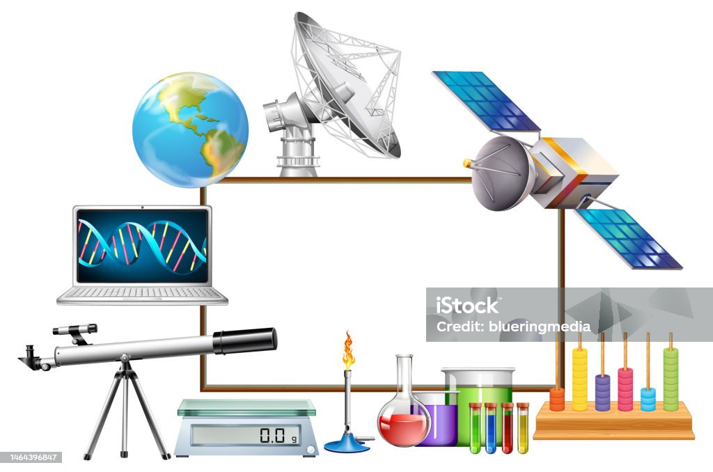 Science Based Objects Empty Board Template Decorated With Science Objects Stock Illustration ...