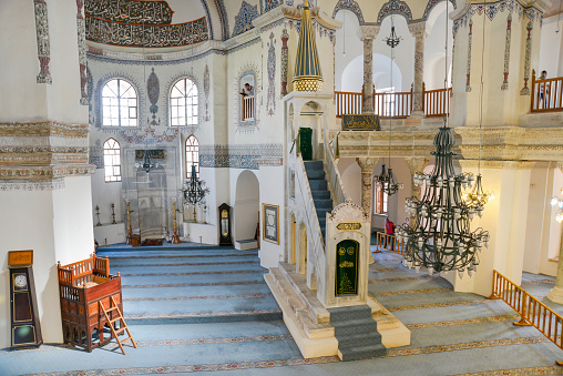 Istanbul, Turkey - April 30, 2013: Interior detail from Little Hagia Sophia Mosque at Fatih, formerly the Church of Saints Sergius and Bacchus converted into a mosque during the Ottoman Empire.
