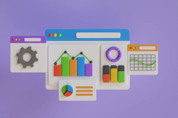 istock 3D Illustration of Data Analysis for website and mobile website. Seo Optimization, financial report chart, data analysis, and web development concept. Can use for web banner & infographics 1464398212