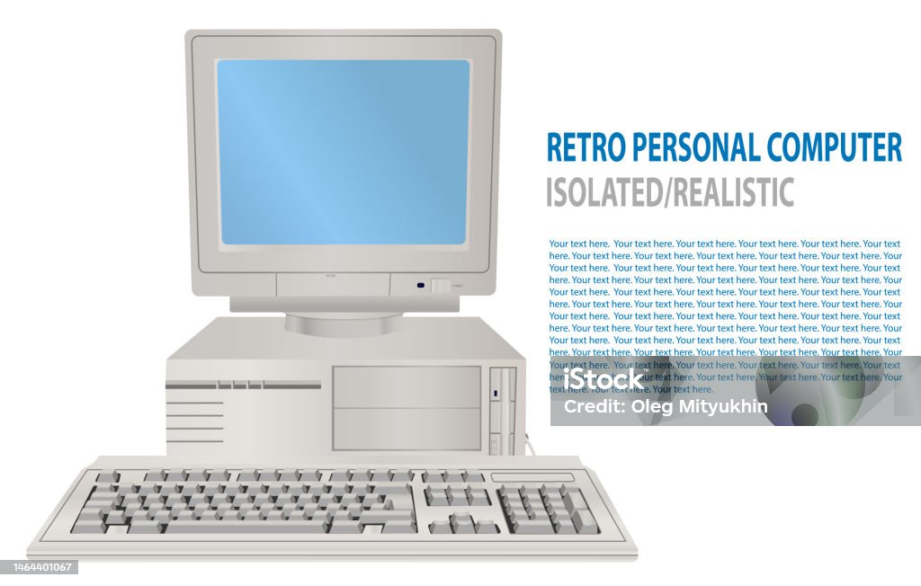Vector Vintage Computer Old Computer Stock Illustration - Download Image Now - Auction ...