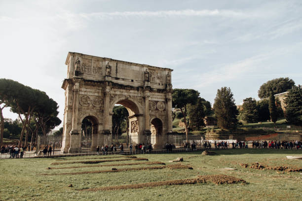 istock Arch of Constantine Rome Italy under the blue sky 1464401800