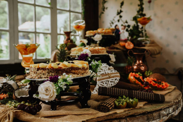 istock Beautiful dessert table arrangement indoors 1464408089