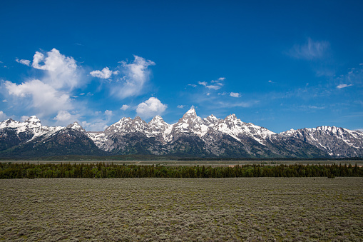 The snowy mountains in the Grand Teton National Park