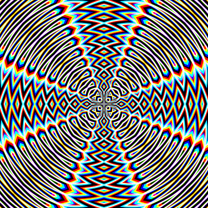 Abstract background of distorted rhombuses creating a radial pattern