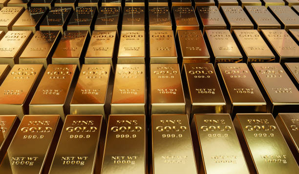 istock Closeup of gold ingots. Gold bars. 1464417493