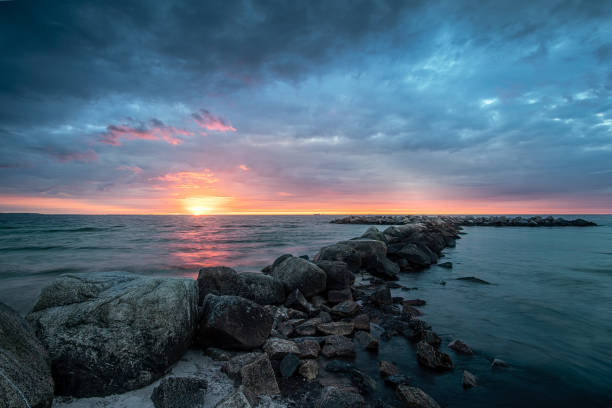 istock Nice view to a rocky seaside during sunset 1464417752