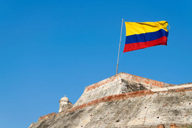 istock A Colombian flag is streaming in the wind. 1464418430