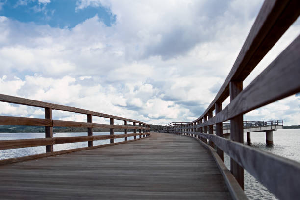 istock Wooden pier under the beautiful daylight sky 1464422660