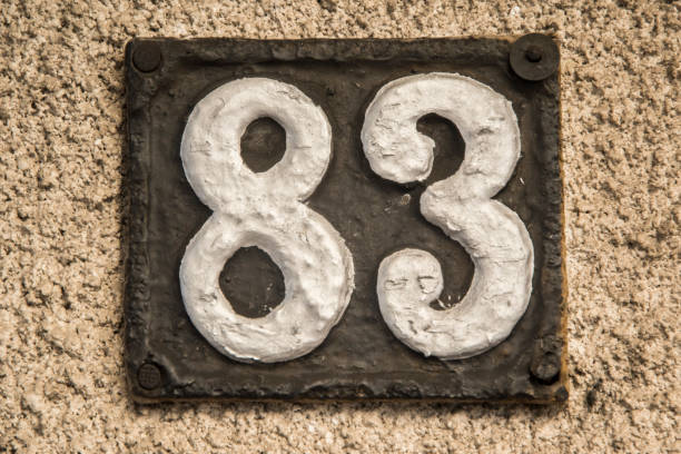 Old retro cast iron plate number 83