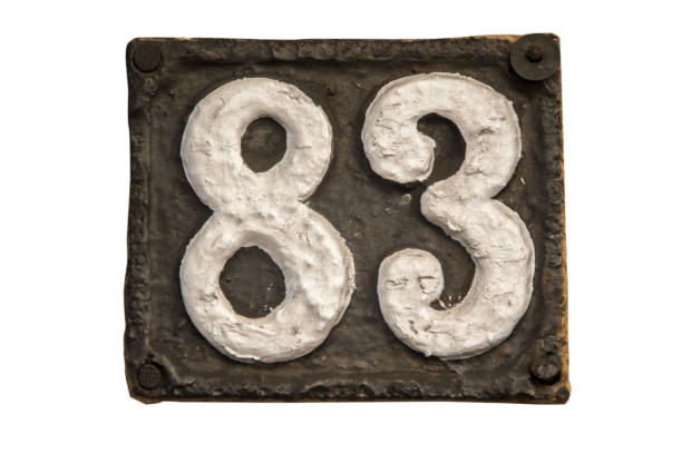 istock Old retro cast iron plate number 83 1464429338