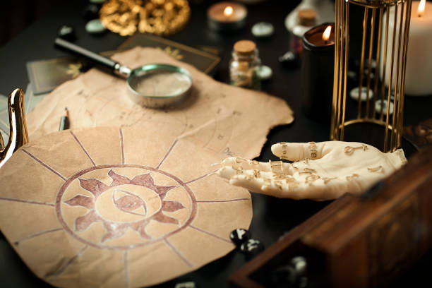 istock Blurred Astrological forecast, mysticism and science concept. 1464430874