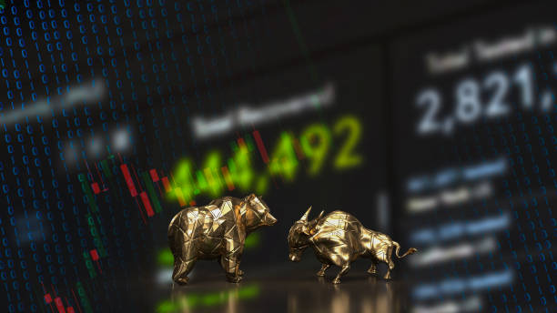 istock The gold bull and bear on chart for business concept 3d rendering 1464434931