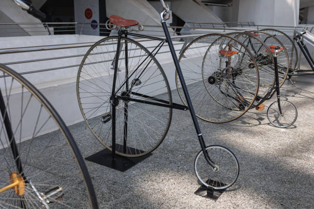Valencia, Spain - july 2022: Penny Farthing Bicycle Exhibiting inside Museum.