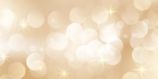 istock Golden Christmas banner design with bokeh lights and stars 1464437502