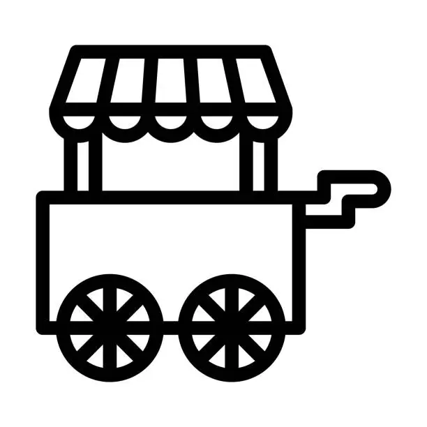 Vector illustration of Ice Cream Cart Thick Line Icon