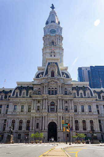 Philadelphia, PA, USA. May 22, 2022: Philadelphia City Hall facade
