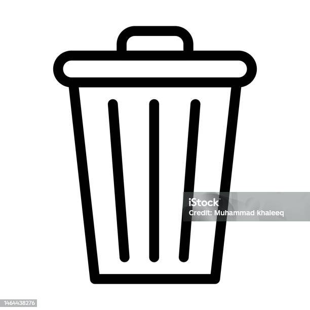 Simple Trash Can Line Icon Stock Illustration - Download Image Now