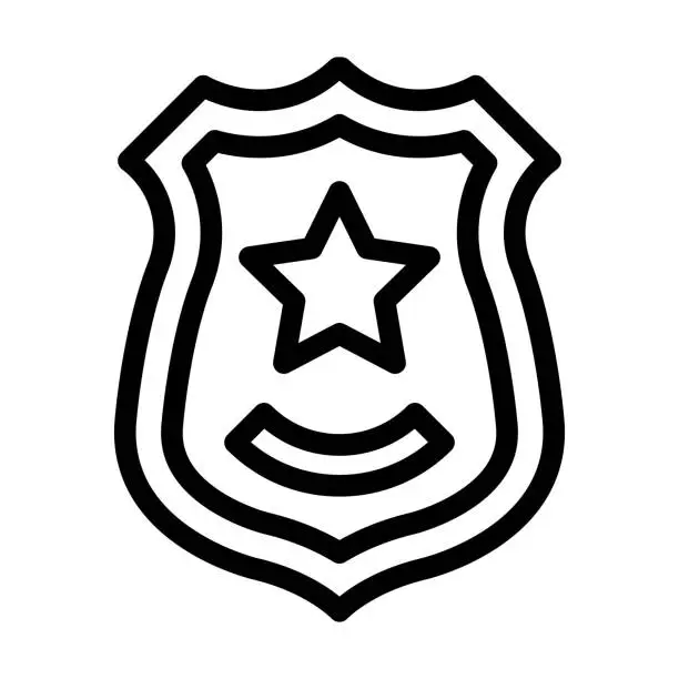 Vector illustration of Police Badge Thick Line Icon