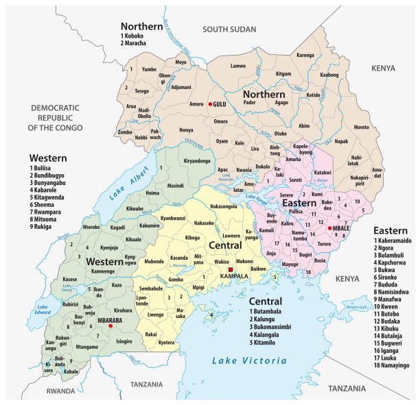 vector administrative and political map of the Republic of Uganda vector administrative and political map of the Republic of Uganda uganda stock illustrations
