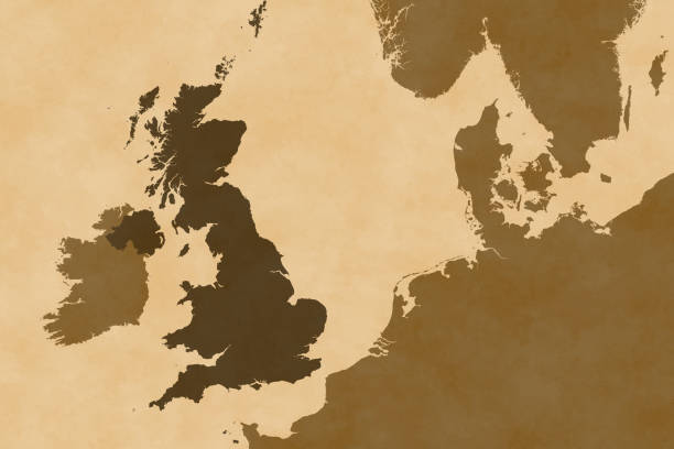 istock Europe map series with United Kingdom, old paper 1464439640