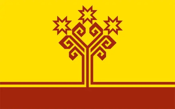 Vector illustration of Flag of Chuvash Republic  Chuvasia (Russian Federation, Russia) Chuvashia, Tree of life