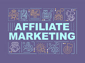 Affiliate marketing word concepts purple banner