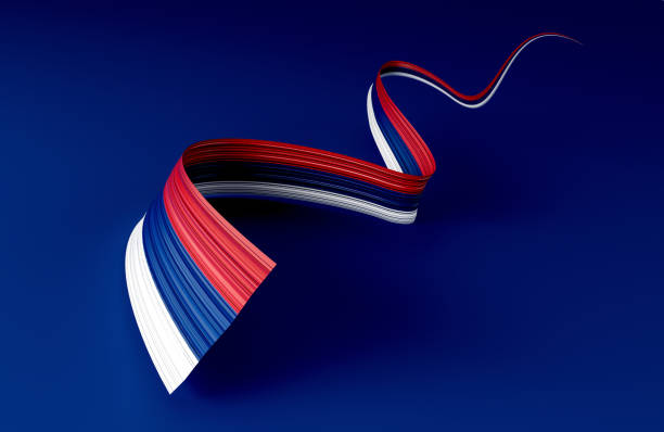 serbia flag, 3d illustration on a dark blue background - bandeira da sérvia imagens e fotografias de stock