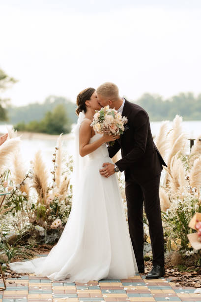 istock wedding ceremony on a high pier near the river 1464449543
