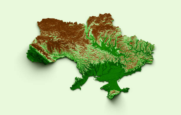 istock Ukraine Topographic Map 3d realistic map Color 3d illustration 1464454584